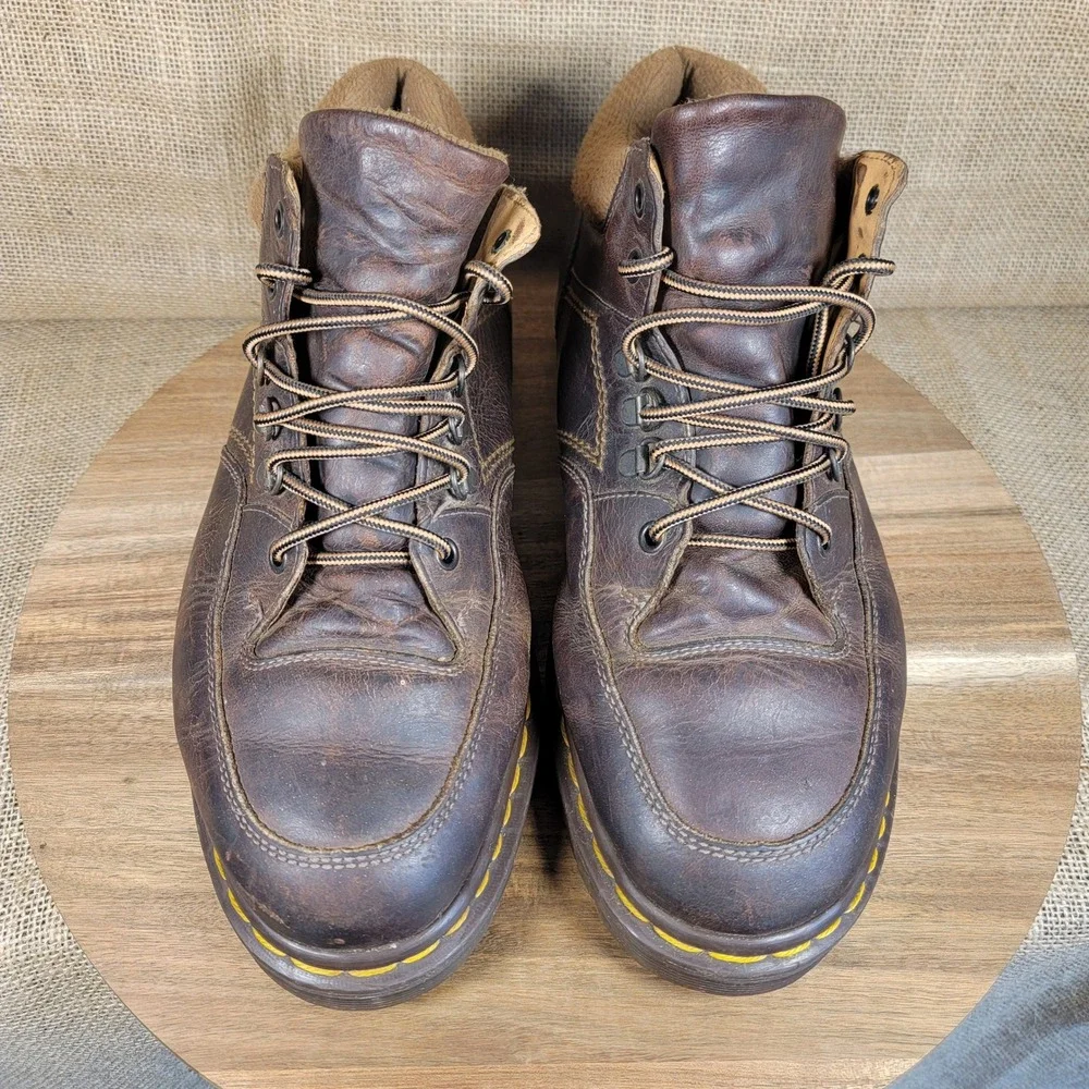 Vintage Dr Martens Moc Toe Work Boots Brown Leather Made England Men's UK 8 US 9